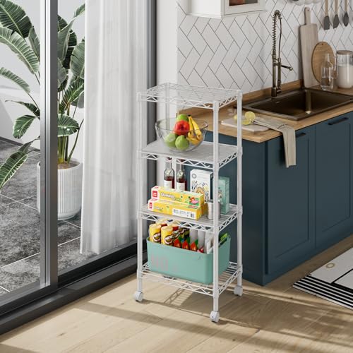 Golpart 4Tier Adjustable Storage Shelves Metal Wire Shelving Standing Shelf - color: White, size: 4-tier-11.6"Dx17.6"Wx44.2"H