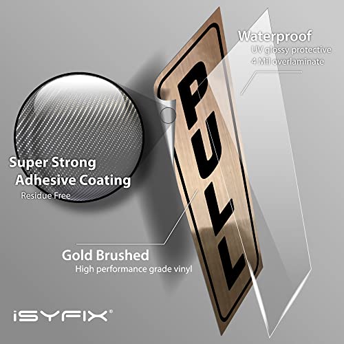 iSYFIX Push Pull Stickers Sign, 2x5 Inch, Black/Brushed Gold, 2 Pack - color: Black / Brushed Gold, size: Vertical 2x5