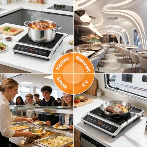 AMZCHEF Induction Cooktop, 8" Heating Coil, 20 Power & Temperature Levels