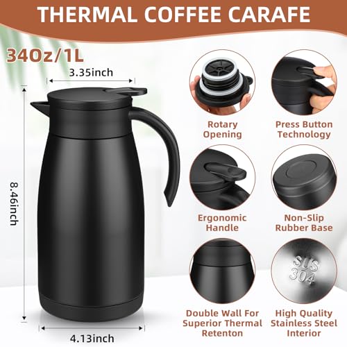 Norme 2 Pcs Thermal Coffee Carafe Creamer, Black, 34 oz - color: Black, size: 34 oz