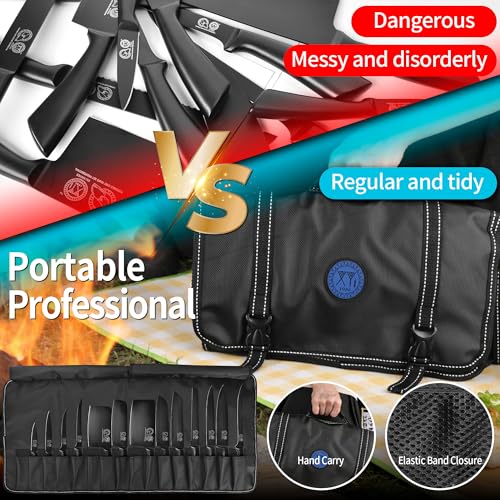 XYJ Knives,Professional Knife Sets for Master Chefs - color: Full Black, size: 15 in 1