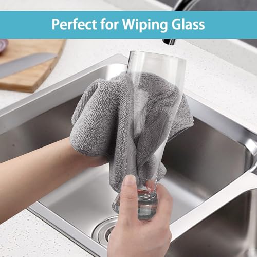HOMEXCEL 100PK Microfiber Cleaning Cloth, Cleaning Rag for Home, 11.5x11.5 - color: Grey