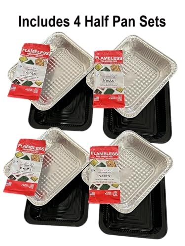 Lava Gel Self-Heating Buffet Kit – Flameless Food Warmer Set for Parties – Includes 4 Trays, 4 Half-Size Heat Pads & Foil Pans – Keeps Hot Food Hot for up to 3 Hours – Gel Fuel Can Alternative - size: Kit