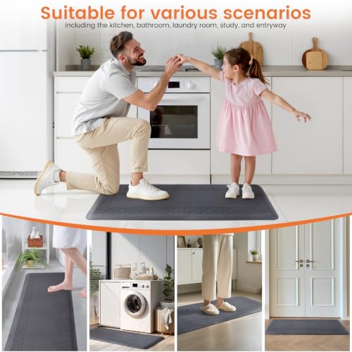 4/5 Inch Thicker Kitchen Mats Anti Fatigue Comfort Mat Standing Desk Rugs - color: Grey, size: 47"L x 17"W x 0.8"Th