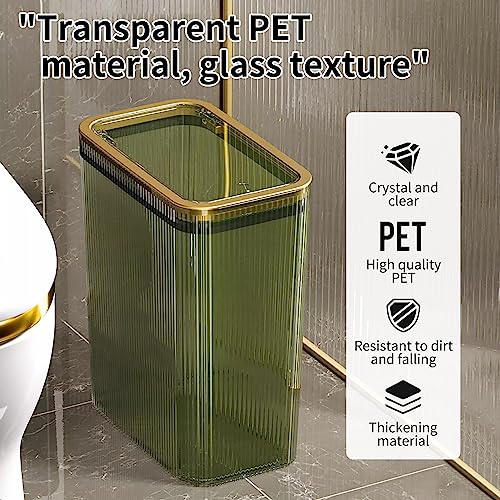 Bathroom Trash Cans with Lids, 2.6 Gallon (Green) - color: Green, style: Top and Bottom Opening