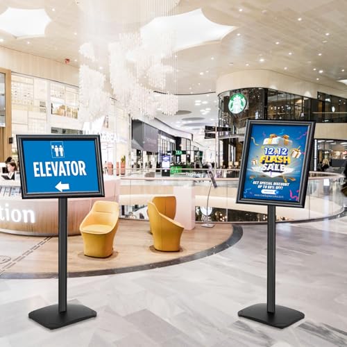3 Pack Heavy Duty Pedestal Sign Holder 11 x 17" Floor Standing Sign Holder - color: Black, size: 11x17in-3p