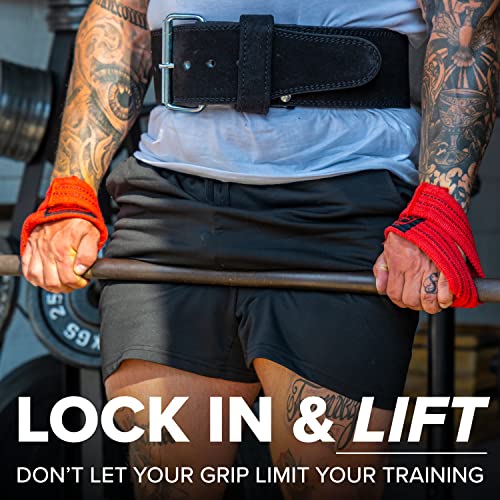 SERIOUS STEEL FITNESS Red Figure 8 Lifting Straps | Deadlift & Strongman Axle Straps - 3 Sizes - color: Red, size: (60 CM - Less than 7.25" Wrist)