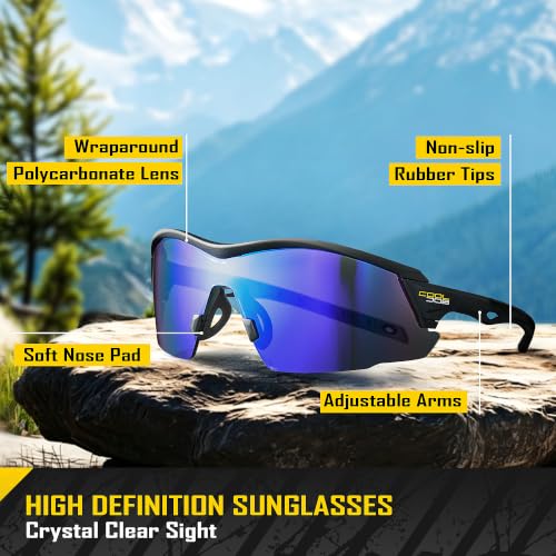 COOLJOB Safety Sunglasses with Tinted Wraparound Lenses, 100% UV Protection - color: Blue