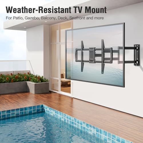 Outdoor TV Wall Mount Waterproof for 42-75 Inch TVs, 37.9" Long Extend Arm - size: TV 42-75", Outdoor, Long Arm 37.9"