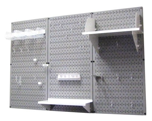 Wall Control Pegboard Organizer 4 ft. Metal Pegboard Standard Tool Storage Kit with Gray Toolboard and White Accessories - color: Gray Pegboard with White Accessories