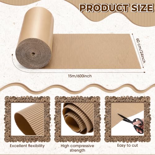 MotiMind Corrugated Cardboard Roll, 24 x 600 Inch Single Face Cushioned - color: Brown, size: 24 x 600 Inches