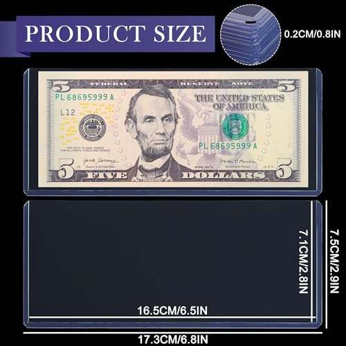 Uncle Paul 80PCS Banknotes Top-Insert Holders - Currency PVC - color: 80 Pieces