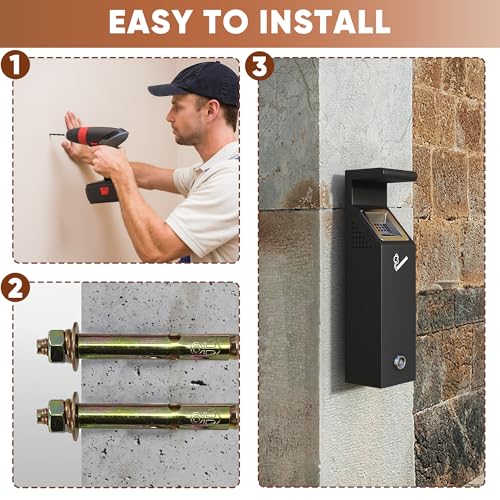 lukar Commercial Wall Mounted Trash Receptacle with Lock, Outdoor Trash Can