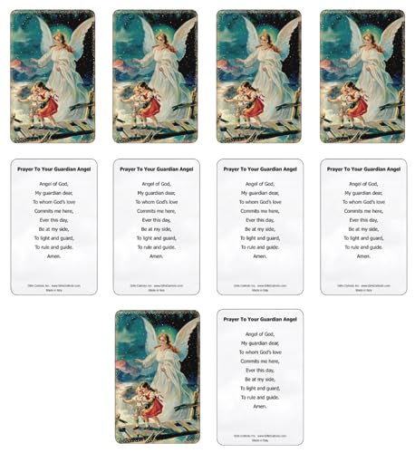 Lot of 10- Guardian Angel Prayer Card 3 3/8 in X 2 3/16 in Made in Italy