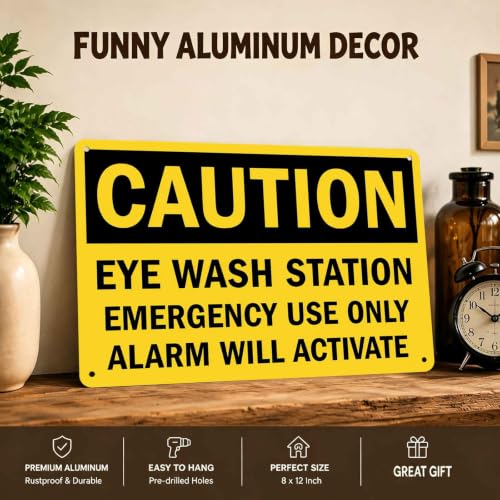 Emergency Eye Wash Station Caution Metal Sign 8 x 12 Inch