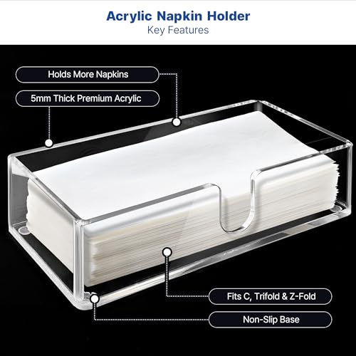 Acrylic Paper Towel Holder, Clear Countertop Napkin Dispenser - color: Z - Acrylic Small, size: Guest Towel Holder