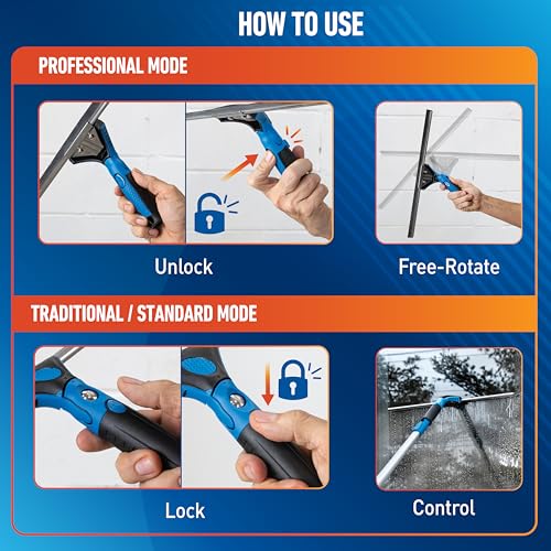 Unger 18-inch Professional Grip Swivel Squeegee – Professional Grade Window Squeegee for the Home, Large Squeegee for Glass Window Cleaning - size: 18"