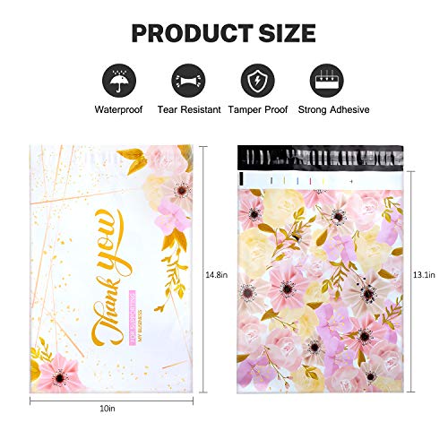 100 Pack Poly Mailers 10x13, Cute Packaging Envelope Mailers Polymailers Packaging for Small Business, Shipping Bags for Clothing Boutique Supplies with Self Seal Strip (Thank You) - color: Thank You