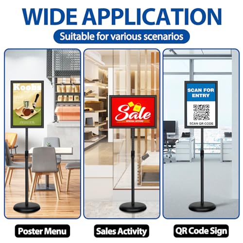 Adjustable Sign Holder Stand - 2Pack 11x17 Inch Pedestal Poster Sign Stand, Heavy Duty Floor Standing Sign Stand Aluminum Snap Open Frame for Church Business Store Sign Holder Stands (Black) - color: Black, size: 11 x 17 inches (2 Pack)