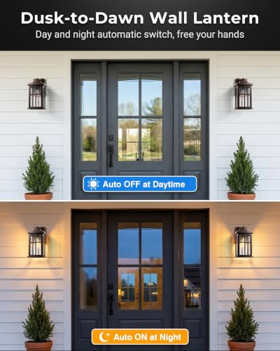 VIANIS Dusk to Dawn Exterior Lighting for Patio Garage, ORB (Gold Trim) - color: ORB(Gold Trim), size: 1-Pack