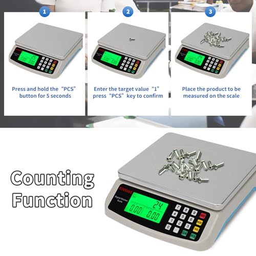 Food Scale 40KG/88LB Large Digital Kitchen Scales Weight Grams and Ounces Stainless Steel with Commercial Price Computing for Baking Cooking Meat Deli PCS Tare Function Adapter Included - style: BLUE BASE 40KG