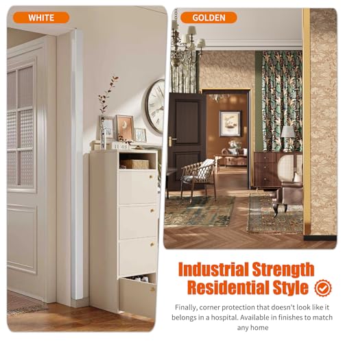 10pcs Wall Corner Guards 2x2x72 Inches 304 Stainless Steel Heavy Duty Rounded Corner Protector, Smooth Folded Edge Design for Wall Protection Golden - color: Golden, size: 2x2x72 Inches