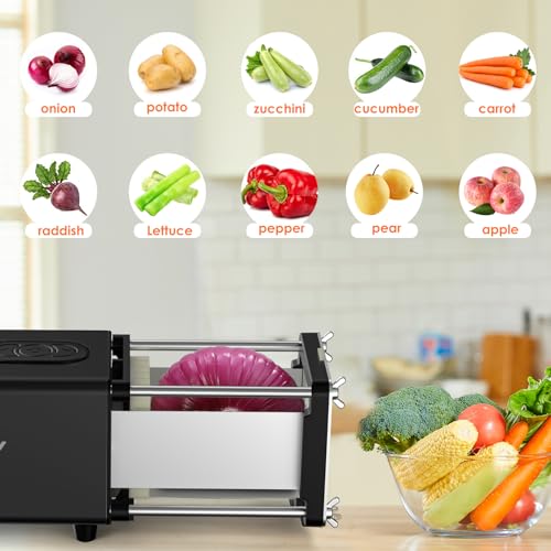 SIXRARI Electric French Fry Cutter, French Fries Cutter with 1/2 & 3/8 Inch Blade, Automatic Potato Cutter, Professional Commercial and Household Potato Slicer, Use for Cucumbers, Carrot, Apples - color: Black