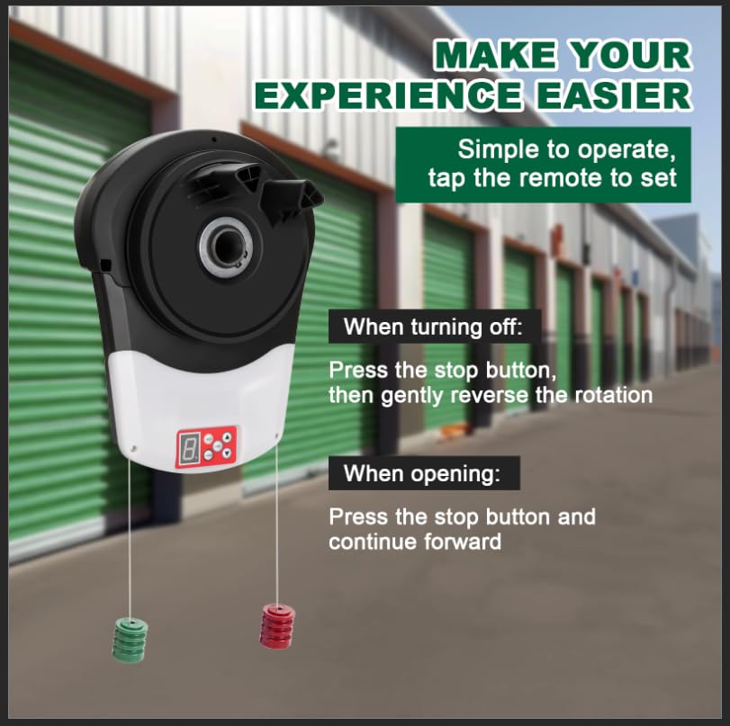 Automatic Roller Door Opener,2 Remotes Commercial Garage Farm Warehouse Electric Roller Shutter Door Opener with 800N Powerful Motor 22M² Roller Shutter