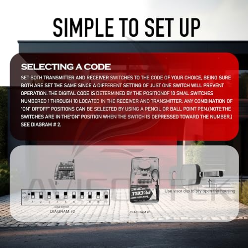 2-Pack 10 Dip Switch MultiCode Gate Opener Remote 3089 308911 300MHZ - size: 2 X Visor 3089