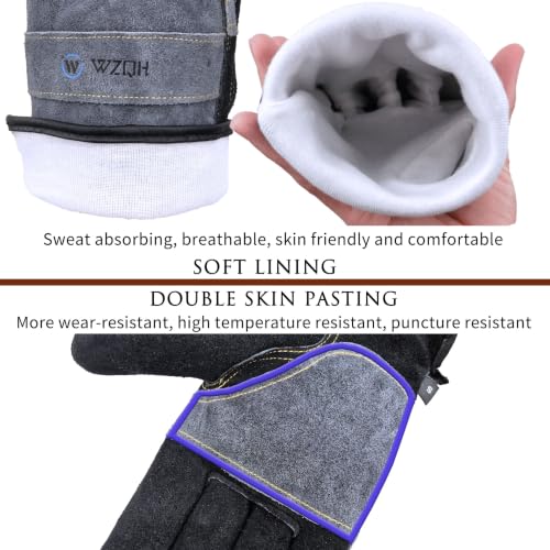 WZQH Leather Work Gloves for Men or Women.Gardening,Welding,Grey-Black XL - color: Grey - Black, size: X-Large (Pack of 1)