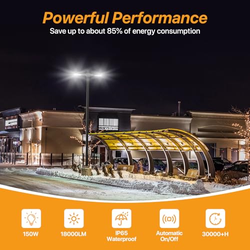 150W Led Parking Lot Light: 18000LM, 110V/120V 5000K, Arm Mount - size: 150W