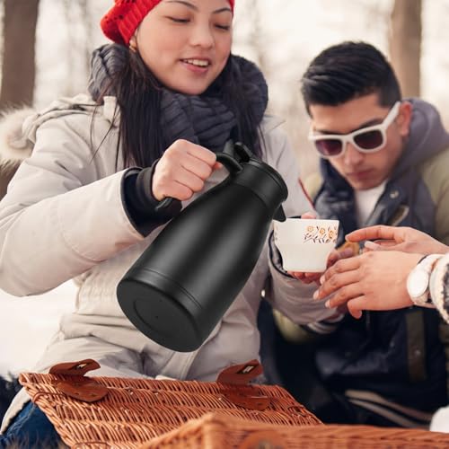 Norme 2 Pcs Thermal Coffee Carafe Creamer, Black, Silver, 34 oz - color: Black, Silver, size: 34 oz