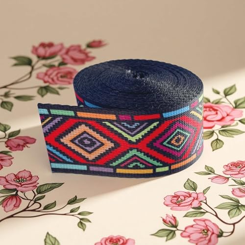 Nylon Webbing Ribbon Strap 1.5 Inch Patterned Polyester Webbing 6 Yards 38mm Striped Webbing Bag Handles Replacement DIY Pet Collars Leash Camera Strap Shoulder Straps (F) - color: F