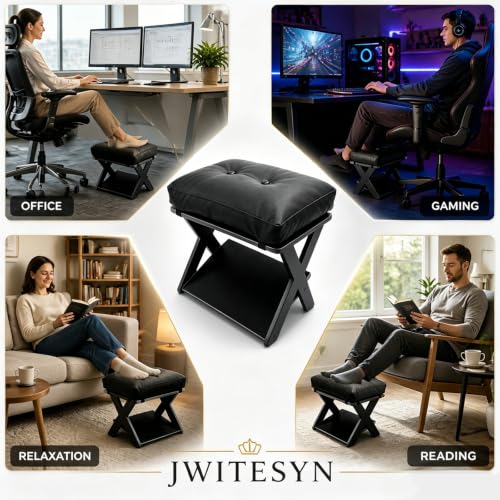 Foot Rest Under Desk, Ergonomic Wooden Desk Foot Rest, Black - color: Black