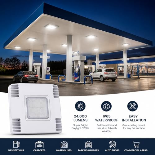 150W LED Canopy Light, 24,000LM, 5700K Daylight, Waterproof