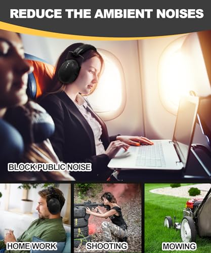 ZOHAN 019 Noise Cancelling Headphones for Adult - NRR 28dB Hearing Protection for Working, Shooting, Mowing, Autism - color: 2 Pack-black+black