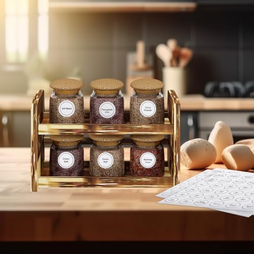 Spice Labels, 432Pcs Spice Labels Stickers 1.4in Waterproof Adhesive Round Preprinted Spice with Blank Label White Tear Resistant Sticker for Kitchen Jars Caps Food Containers Organizers (White) - color: White