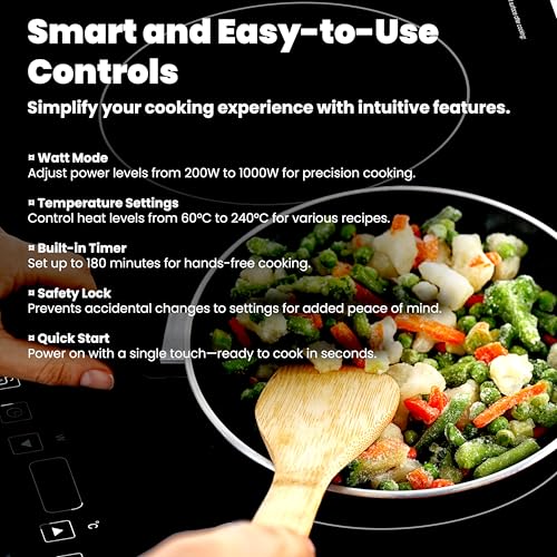 OMEO Portable Double Induction Cooktop 2 Burner Electric Cooktop, Touch Control 110V Induction Cooker with Safety Lock, Pause, Auto Shutoff Timer Setting, 9 Heating Level and Overheating Protection - size: Double Burner