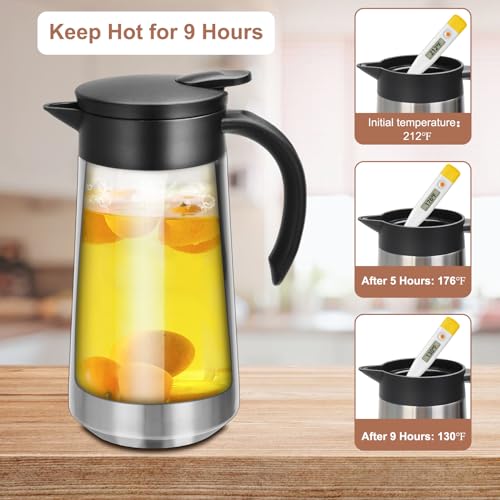 GearRoot 28oz Small Coffee Carafe Insulated Coffee Pot, Silver & Black - color: Silver, Black