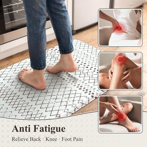 KIMODE Kitchen Mats 2PCS Cushioned Anti Fatigue Boho Kitchen Mats for Floor - color: Brown Diamond, size: 17.3" x 47 "+ 17.3" x 29 "--0.47 inches