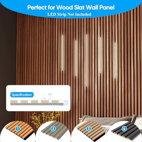 LED Strip Light Aluminum Channel for Wood Slat Wall Panel - size: 6x1m