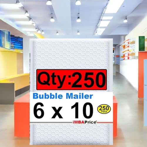 iMBAPrice Bubble Mailers, 6x10 Inch, White, 250-Pack I #0 Self-Seal, Padded Shipping Envelopes, Waterproof & Tear-Resistant, Cushioned Mailing Bags - color: White Poly Bubble, size: 6"x10" Poly (250 Envelopes)