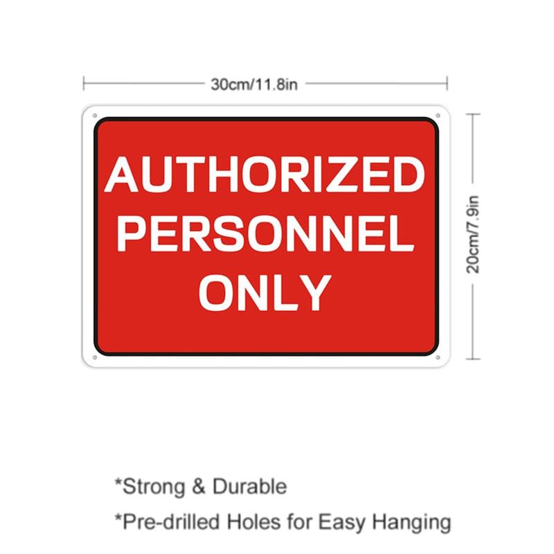 Restricted Area Safety Sign Maintenance Personnel Only Sign 12 X 8 Inches Rust Free Aluminum - Waterproof, Weatherproof And Fade Resistant - 4 Pre-Drilled Holes
