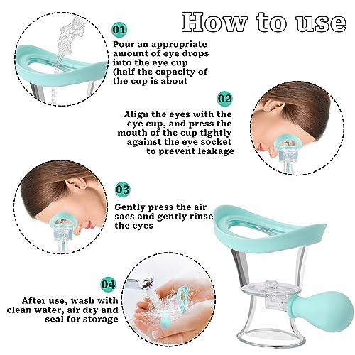 Eye Wash Kit,Silicon Eye Wash Cup Eye Cleaner Supplies Manual Air Pressure Eye Cleaning Cup Tool Eye Wash Bottle Portable Eye Care Device for Soothing Tired Eyes Clean Eye Dust Makeup Irritants (Blue)