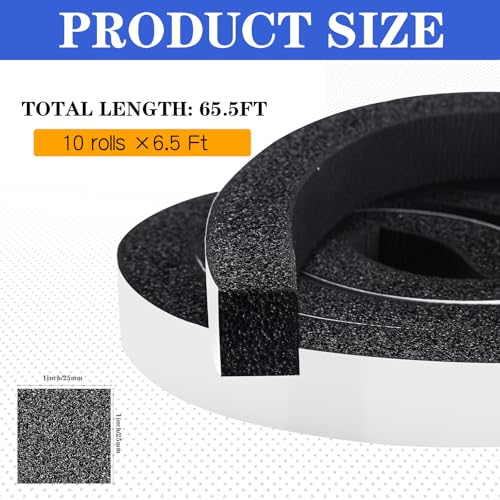 Pangda 65ft Weather Stripping Door Seal, 1" x 1" Foam Tape for Winter - color: Black, size: 1in X 1in X 65ft