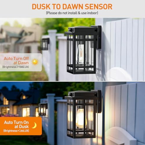 2 Packs Dusk to Dawn Outdoor Wall Lighting 9.76'', Black - color: Black, size: 9.76''-Dusk to Dawn Sensor-2pcs
