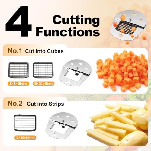 4-In-1 Electric Vegetable Chopper, 200W Vegetable Slicer Food Processor, Veggie Food Cutter With Slicing Shredding Dicing And Striping Function For Commercial Home Use,110V - size: 4-In-1 Electric Vegetable Chopper