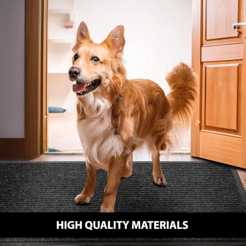 UNIMAT Traffic Guard Door Mat, 3´x 5´, Heavy Duty Waterproof Doormat, Stain and Fade Resistant Welcome Mats, Durable Rubber Backing, Low Profile Entryway Rug, Shoe and Boot Scraper, Black
