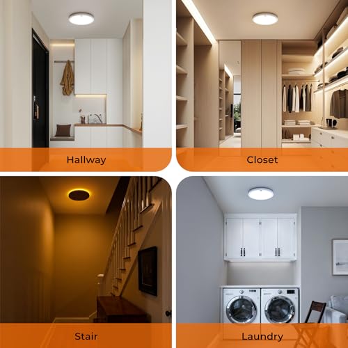 Annaror Motion Sensor Ceiling Light with Remote, Wired Motion Sensor Light Indoor 3000K 4000K 5000K, 2000K Nightlight 1800LM Dimmable Motion Activated Light with Timer for Hallway Closet Stairs - size: 1pc 8.7in