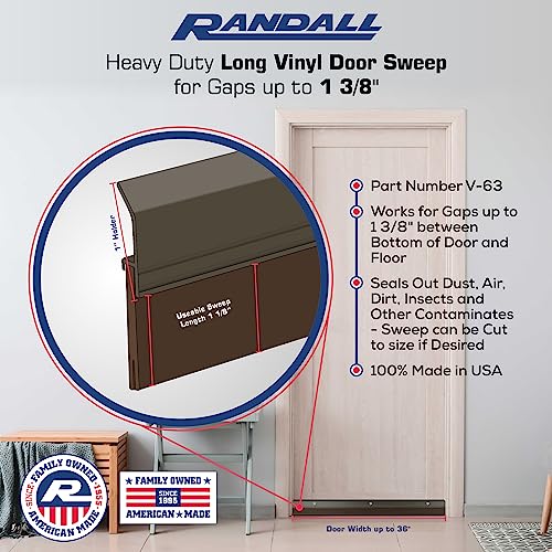 Randall Manufacturing V-63-BR All-Season Door Sweep, Heavy Duty Aluminum, Ideal for Residential & Commercial Use, Easy Installation with Heavy Rubber Seal, Ensure Comfort and Security (3 FT, Brown) - color: Brown, size: 3 Feet